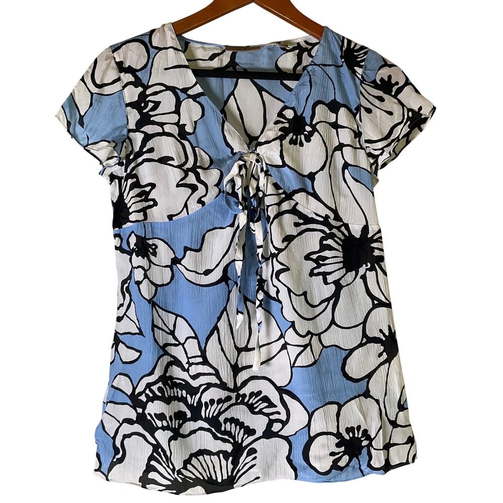 VTG‎ i.e. 100% Silk Floral Chiffon Crinkle Blouse Top Y2K Whimsygoth Fairycore S
